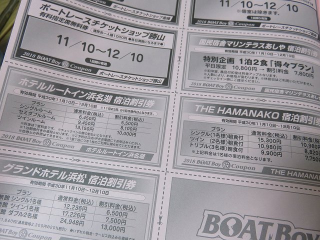 競艇雑誌「BOAT BOy」の付録、「ホテルの宿泊割引券」