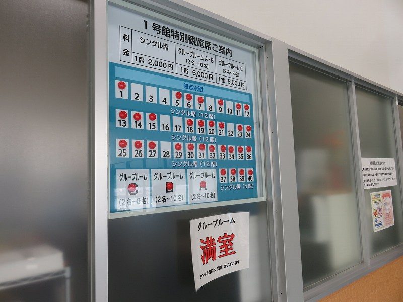 三国競艇場の2階特別観覧席の案内