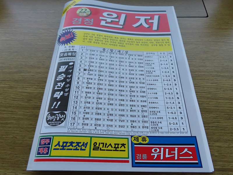 韓国競艇の予想誌