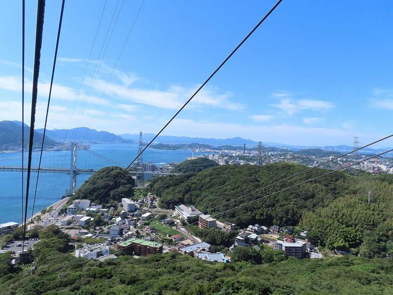 火の山ロープウェイのゴンドラからの景色