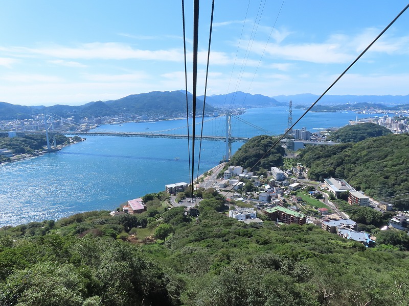 火の山ロープウェイのゴンドラからの景色